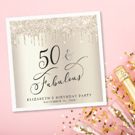 Elegant Gold Glitter 50th Birthday Party Servet