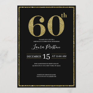 Elegant Gold Glitter 60th Birthday Kaart