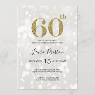Elegant Gold Glitter 60th Birthday Kaart