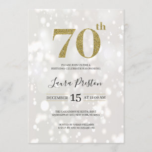 Elegant Gold Glitter 70th Birthday Kaart