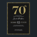 Elegant Gold Glitter 70th Birthday Kaart<br><div class="desc">Moderne en elegante vormgeving is gedrukt op Elegant Gold Glitter 70th Birthday Invitation,  die kan worden aangepast met jouw tekst. Klik op de knop "Aanpassen" en gebruik onze ontwerptool om deze sjabloon te wijzigen. Bekijk de grafische kunstontwerpopslag voor andere producten die bij dit ontwerp passen!</div>