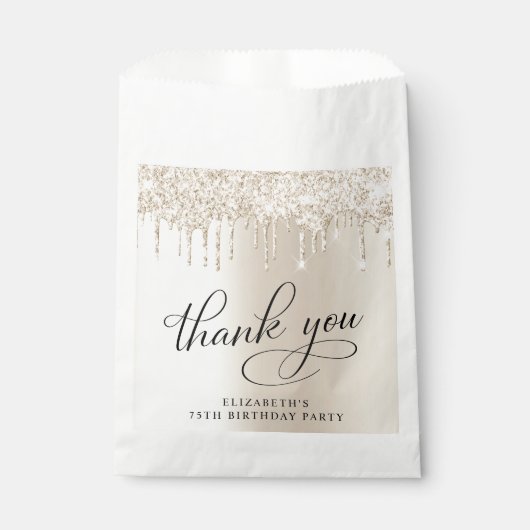 Elegant Gold Glitter 75e verjaardag Bedankzakje (Voorkant)