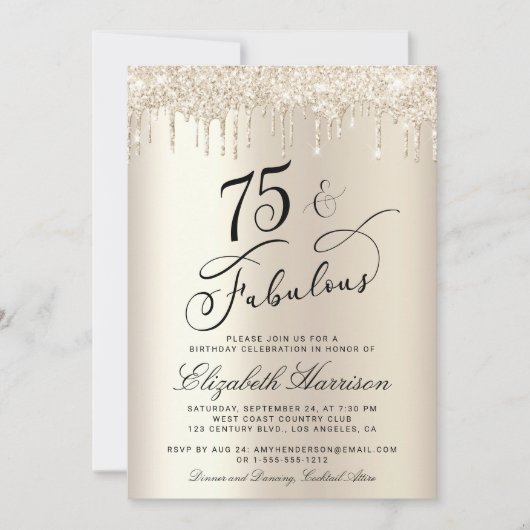 Elegant Gold Glitter 75e verjaardag Kaart (Voorkant)