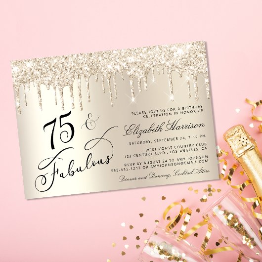Elegant Gold Glitter 75e verjaardag Kaart