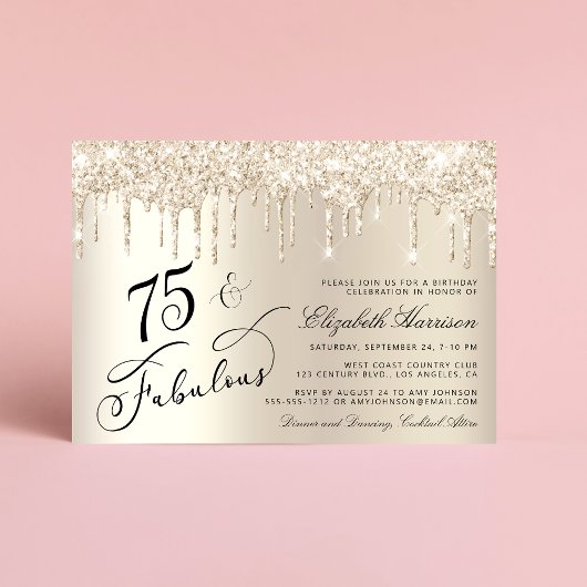 Elegant Gold Glitter 75e verjaardag Kaart