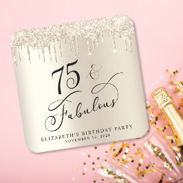 Elegant Gold Glitter 75e verjaardag Kartonnen Onderzetters