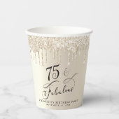 Elegant Gold Glitter 75e verjaardag Papieren Bekers (Voorkant)