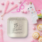 Elegant Gold Glitter 75e verjaardag Papieren Bordje (Feest)