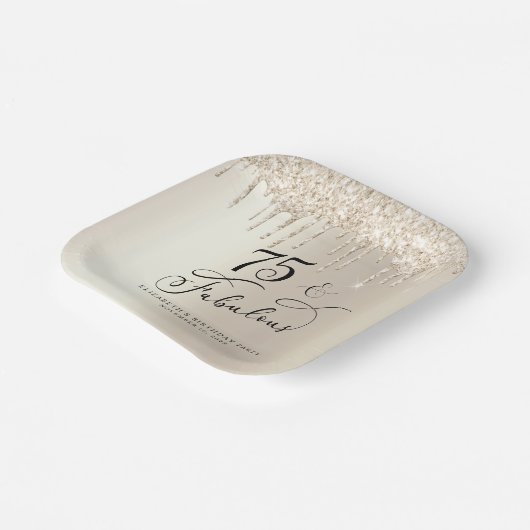 Elegant Gold Glitter 75e verjaardag Papieren Bordje (Gebogen)