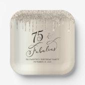 Elegant Gold Glitter 75e verjaardag Papieren Bordje (Voorkant)