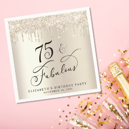 Elegant Gold Glitter 75e verjaardag Servet