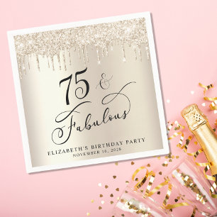 Elegant Gold Glitter 75e verjaardag Servet
