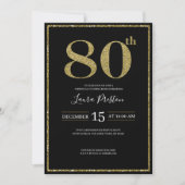 Elegant Gold Glitter 80th Birthday Kaart (Voorkant)