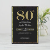 Elegant Gold Glitter 80th Birthday Kaart (Staand voorkant)