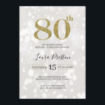 Elegant Gold Glitter 80th Birthday Kaart<br><div class="desc">Moderne en elegante vormgeving met de Gold Glitter 80th Birthday Invitation,  op maat van jouw tekst. Klik op de knop "Aanpassen" en gebruik onze ontwerptool om deze sjabloon te wijzigen. Bekijk de grafische kunstontwerpopslag voor andere producten die bij dit ontwerp passen!</div>