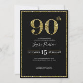 Elegant Gold Glitter 90th Birthday Kaart (Voorkant)