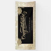 Elegant Gold Glitter Afstudeerder Pet Bokeh Spandoek (Verticaal)
