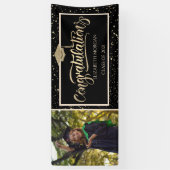 Elegant Gold Glitter Afstudeerder Pet, Foto Afstud Spandoek (Verticaal)