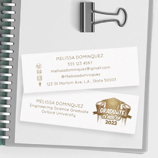 Elegant Gold Glitter Afstuderen Name Kaart Contactkaartje