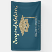 Elegant Gold Glitter Afstuderen Pet, Afstuderen Spandoek (Verticaal)