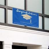 Elegant Gold Glitter Afstuderen Pet, blauw Afstude Spandoek (Buitenkant Gebouw)