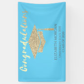 Elegant Gold Glitter Afstuderen Pet, blauw Afstude Spandoek (Verticaal)