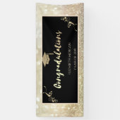 Elegant Gold Glitter Afstuderen Pet, Bokeh Spandoek (Verticaal)