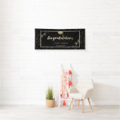 Elegant Gold Glitter Afstuderen Pet, Confetti Spandoek (Insitu)