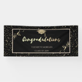 Elegant Gold Glitter Afstuderen Pet, Confetti Spandoek (Horizontaal)