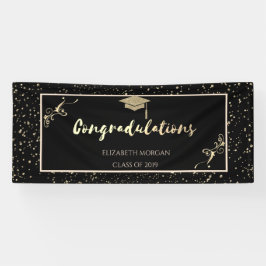 Elegant Gold Glitter Afstuderen Pet, Confetti Spandoek