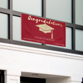 Elegant Gold Glitter Afstuderen Pet, rood Afstuder Spandoek (Buitenkant Gebouw)