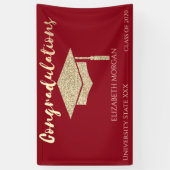 Elegant Gold Glitter Afstuderen Pet, rood Afstuder Spandoek (Verticaal)