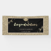 Elegant Gold Glitter Afstuderen Pet Spandoek (Horizontaal)
