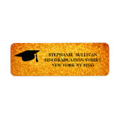Elegant Gold Glitter Afstuderen Return Address Etiket (Voorkant)