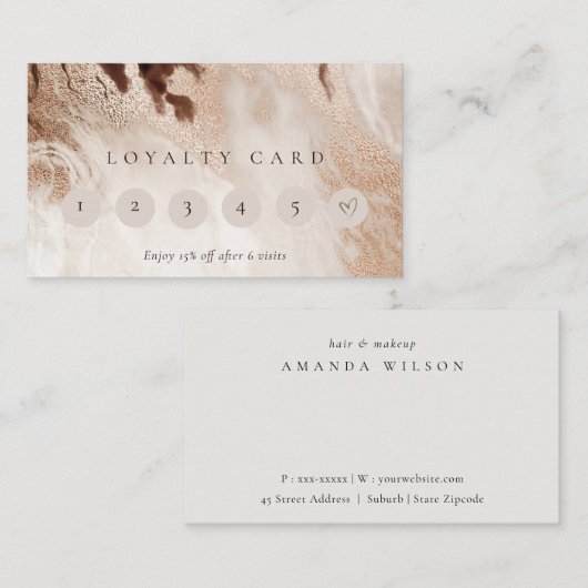 Elegant Gold Glitter Agate Marble 6 Punch Loyalty Visitekaartje (Voorkant / Achterkant)