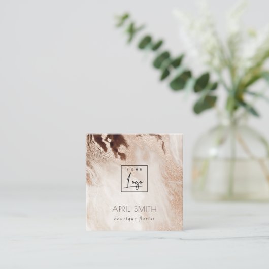 Elegant Gold Glitter Agate Marble QR Code Logo Vierkante Visitekaartje (Staand voorkant)