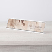 Elegant Gold Glitter Agate Marble Texture Beige Bureau Naambordje (Voorkant)