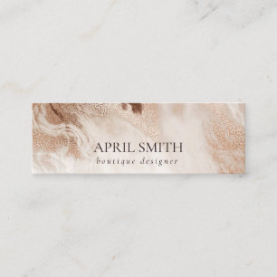 Elegant Gold Glitter Agate Marble Texture Beige Mini Visitekaartje