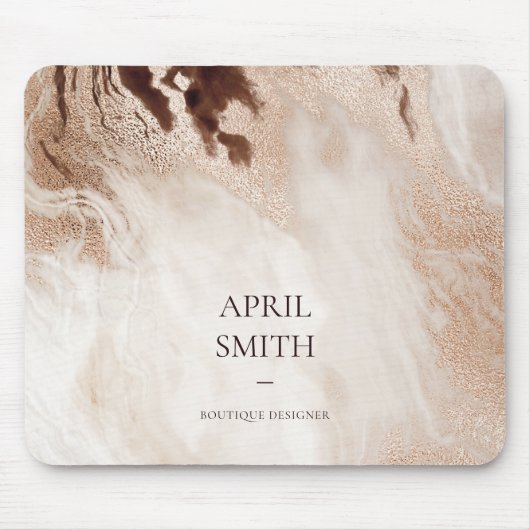 Elegant Gold Glitter Agate Marble Texture Beige Muismat (Voorkant)