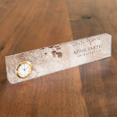 Elegant Gold Glitter Agate Marble Texture Beige Naambordje (Zijkant)