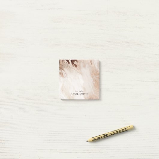 Elegant Gold Glitter Agate Marble Texture Beige Post-it® Notes (Op bureau)