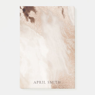 Elegant Gold Glitter Agate Marble Texture Beige Post-it® Notes
