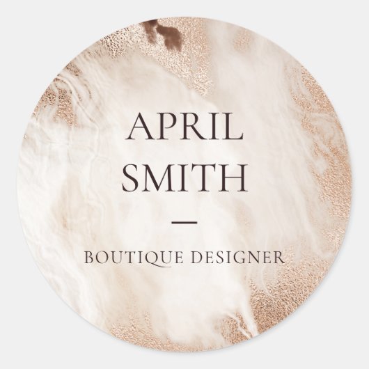 Elegant Gold Glitter Agate Marble Texture Beige Ronde Sticker (Voorkant)