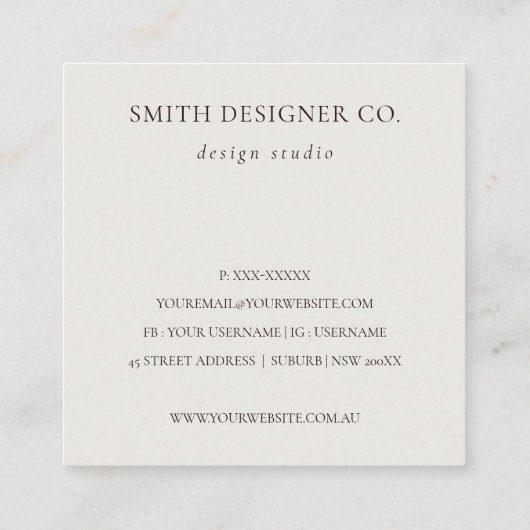 Elegant Gold Glitter Agate Marble Texture Beige Vierkante Visitekaartje (Achterkant)