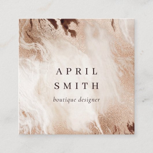 Elegant Gold Glitter Agate Marble Texture Beige Vierkante Visitekaartje (Voorkant)