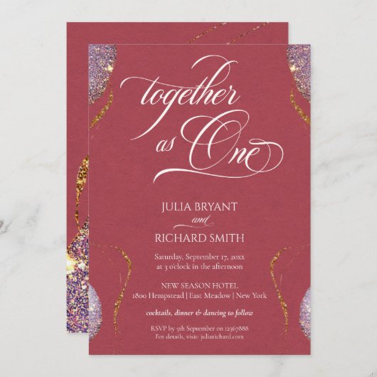 Elegant Gold Glitter Amethyst Moderne Red Invitati Kaart (Voorkant / Achterkant)
