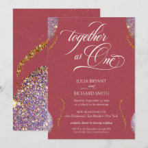 Elegant Gold Glitter Amethyst Moderne Red Invitati