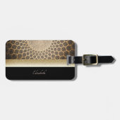 Elegant Gold Glitter Arabesque - Gepersonaliseerd Bagagelabel (Voorkant horizontaal)