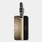 Elegant Gold Glitter Arabesque - Gepersonaliseerd Bagagelabel (Voorkant verticaal)
