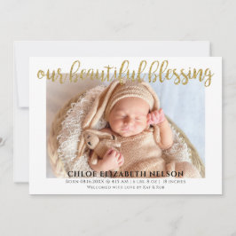 Elegant Gold Glitter Beauful Blessing Baby Birth